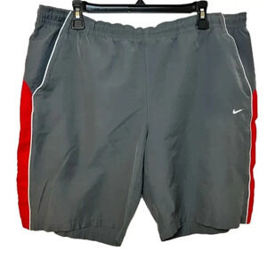 Nike Athletic Basketbal Shorts Gray Red Workout Gym Casual Bottoms XL